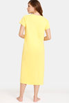 Rosaline Geo Blooms Knit Cotton Mid Length Nightdress - Minion Yellow — thumbnail 3